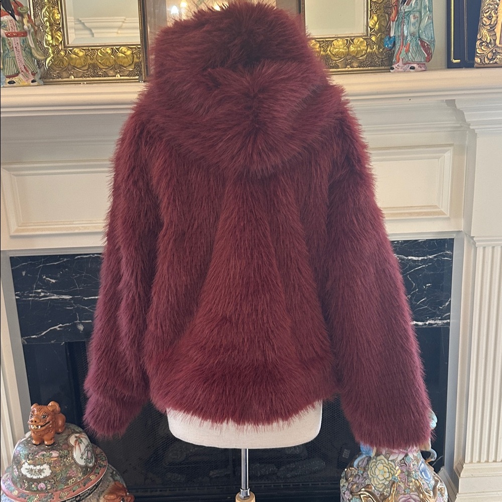 “Wild Fable” Women's Faux Fur Jacket - Burgundy - Picture 4 of 5